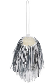 Off-White - 银色迷你 Pompom 流苏手袋