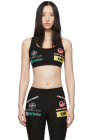Off-White - SSENSE 限定 ブラック マルチロゴ スポーティ ブラ
