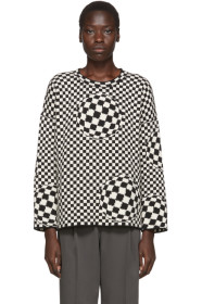 Off-White - Pull à carreaux noir et blanc cassé
