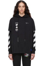 Off-White - Pull à capuche noir Diag Mariana Double Tee