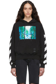 Off-White - Pull à capuche noir et multicolore Diag Waterfall Over