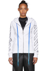 Off-White - Pull à capuche et glissière blanc Abstract Arrows