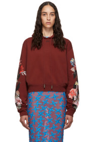 Off-White - Pull à capuche écourté rouge Flowers