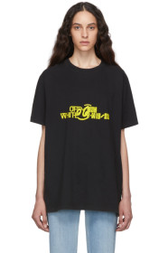 Off-White - ブラック & イエロー ハーフトーン オーバー T シャツ