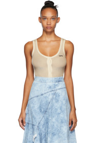 Off-White - ホワイト ボタン アップ ボディスーツ
