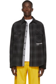 Off-White - SSENSE 限定 ブラック クォート フランネル シャツ