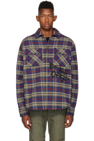 Off-White - ブルー & ブラック フランネル チェック シャツ