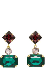 Erdem - Gold Rectangular Drop Earrings