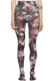 Erdem - Black & Multicolor Printed Tights