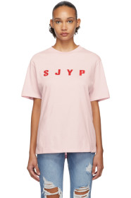 SJYP - SSENSE 限定 ピンク ロゴ T シャツ