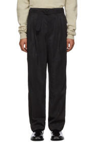 Lemaire - Black Silk Pleated Trousers