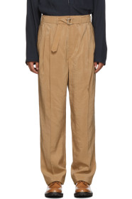 Lemaire - Tan Silk Pleated Trousers