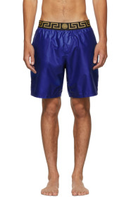 Versace Underwear - Blue Greek Key Medusa Swim Shorts
