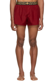 Versace Underwear - Red Greek Key Border Swim Shorts