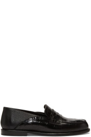 Loewe - Black Croc Slip-On Loafers