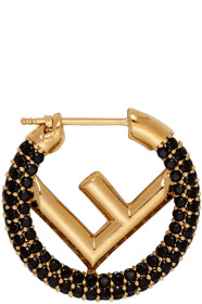 Fendi - Gold & Black 'F is Fendi' Single Earring