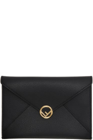 Fendi - Pochette enveloppe noire Medium 'F is Fendi'