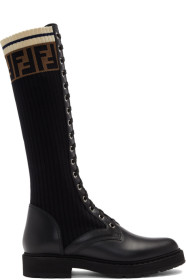 Fendi - 黑色 Rockoko 高筒军靴