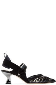 Fendi - Chaussures à talons hauts et brides arrière en PVC noires Colibrì