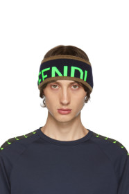 Fendi - Green & Navy Logo Headband