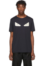 Fendi - Navy Leather Bag Bugs T-Shirt