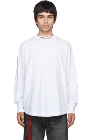 Palm Angels - White Logo Long Sleeve T-Shirt