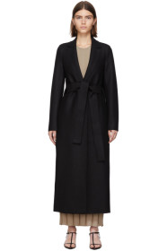 Harris Wharf London - Black Pressed Wool Belted Coat
