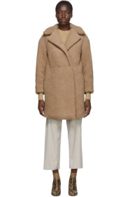 Harris Wharf London - Beige Shearling Double Breasted Coat