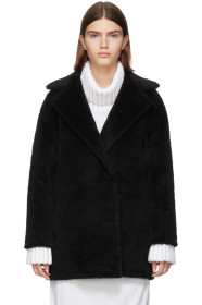 Harris Wharf London - Black Alpaca Teddy Double-Breasted Coat
