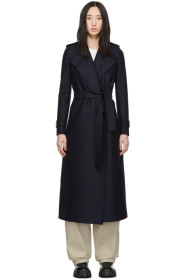 Harris Wharf London - Navy Pressed Wool Long Coat