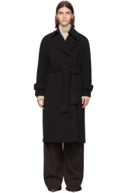 Harris Wharf London - Black Oversized DB Wrap Coat