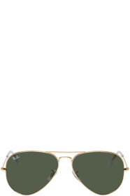 Ray-Ban - 绿色 & 金色飞行员太阳镜