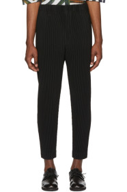 Homme Plissé Issey Miyake - Black Tapered Cropped Trousers