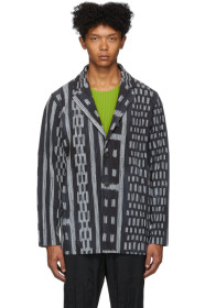 Homme Plissé Issey Miyake - Black & Grey Ikat Pleated Blazer