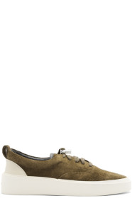 Fear of God - Baskets lacées en suède kaki 101 exclusives à SSENSE