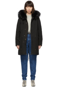 Mr & Mrs Italy - Black Long Fur Army Parka