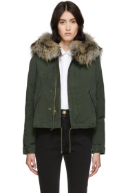 Mr & Mrs Italy - Green Down Fur Cropped Jazzy Jacket