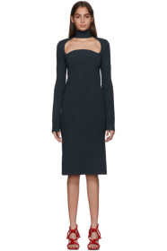 Bottega Veneta - Navy Knit Silk Dress
