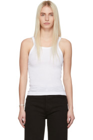 Re/Done - White Ribbed Tank Top
