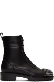 Christian Louboutin - Black Flat Calf Combat Boots