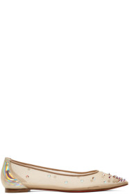 Christian Louboutin - 驼色 Degrastrass 100 网眼平底鞋