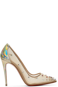 Christian Louboutin - 驼色 Degrastrass 100 网眼高跟鞋