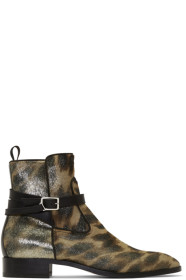 Christian Louboutin - Bottes chelsea brun clair Kicko Flat Pony Metal