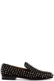 Christian Louboutin - Black Suede Dandelion Spikes Loafers