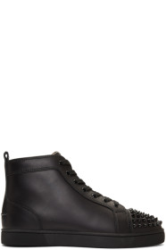 Christian Louboutin - 黑色 Lou Spikes 高帮运动鞋