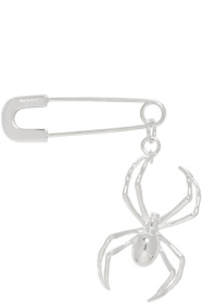 Ambush - Silver Spider Safety Pin Single Earring