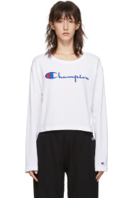 Champion Reverse Weave - 白色大号徽标 T 恤