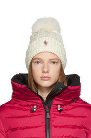 Moncler Grenoble - White Fur Pom Pom Beanie