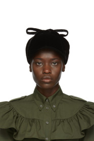 Miu Miu - Black Velvet Flap Cap
