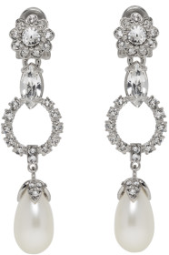 Miu Miu - Silver Crystal & Pearl Clip-On Earrings